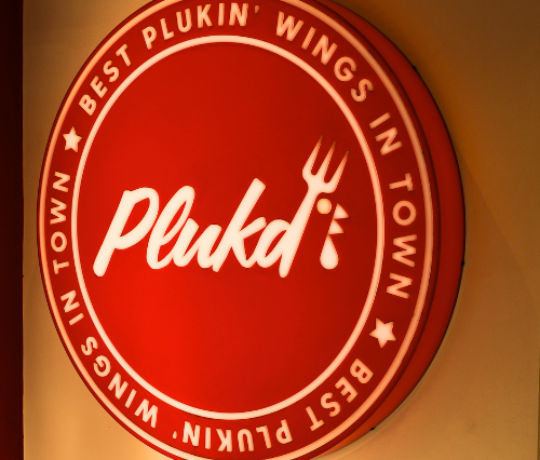 Plukd sign in the nottingham shop